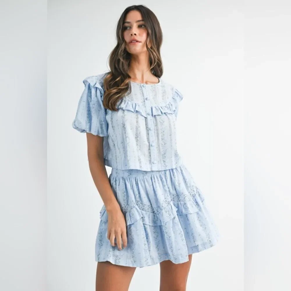 Light Blue Ruffled Two-Piece Set - Picture 4 of 16